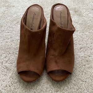 Brown suede heels